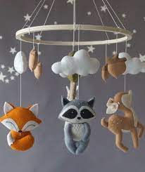Hanging Unisex Mobile With A Forest Animal For A Newborn S Etsy In 2021 Animal Decor Woodland Nursery Animal Nursery