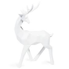 Statue Cerf En Polyresine Blanche H 43 Cm Malmo Malmo Cerf Blanc Theme Hiver