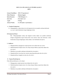 Wangiwangi, kaledupa, tomea, and binongko. Rpp Descriptive Text Writing Kelas 8