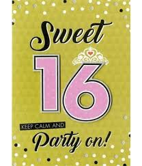 Felicitatiekaart Verjaardag Sweet 16 Keep Calm And Party On Feestbazaar Nl