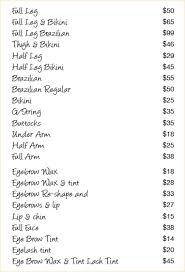 Bikini Wax Price List