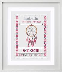 Maybe you would like to learn more about one of these? Cross Stitch Baby Birth Sampler Birth Announcement Dreamcatcher Pink By Happinesst On Cross Stitch Baby Baby Cross Stitch Patterns Birth Announcement Cross