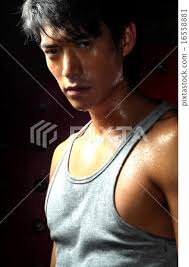 Athlete Asian Man in mean pose