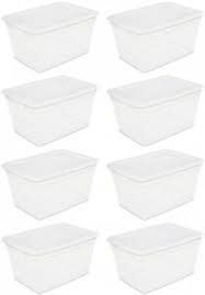 23 1/2 x 16 7/8 x 12 1/4 the 58 qt storage box is ideal for sorting and storing blankets, towels, seasonal clothing, and games 8 Pack Storage Container Box Sterilite Plastic 58 Qt Clear Stackable Bin W Lid Ebay