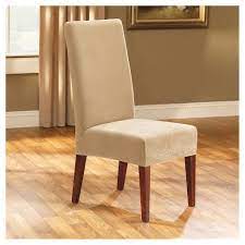 Stretch Pinpoint Short Dining Room Chair Cream Sure Fit Slipcovers For Chairs Dining Room Chair Slipcovers Dining Chairs