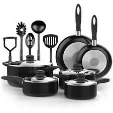 Black And White Pots And Pans Rachel Ray Cookware Set Nonstick Black Pots Pans Lids Teal Non Stick Rachael 15 Vremi Pots And Pans Sets Kitchen Cookware Sets Cookware Set Nonstick