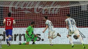 Первый на территории снг телеканал. Argentina 1 1 Chile Lionel Messi Says First Match Since Death Of Diego Maradona Was Special Bbc Sport