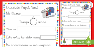 Haz que tu hij@ reciba su carta antes de navidad escrita por el mismísimo papa noel, desde el polo norte. Plantilla Para Rellenar Los Espacios Carta A Papa Noel Escritura