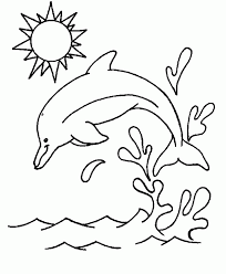 Dolphin Jumping Out Of The Water Coloring Page Line Art Drawing B W Image Lots Of Coloring Dolphin Coloring Pages Sun Coloring Pages Coloring Pages For Kids