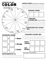 Free Elements Of Art Color Wheel Worksheet And Lesson Homeschool Giveaways Art Worksheets School Art Projects Elements Of Art