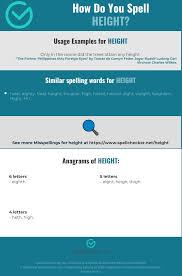 Correct Spelling For Height Infographic Spellchecker Net