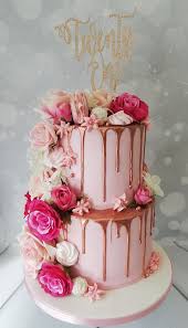 Rose Gold 21st Birthday Cake Design 2 Tier 21st Cake With Rose Gold Drip Roses Macaron S And Meringue Kisses In 2020 Tiered Cakes Birthday 21st Birthday Cakes Cake Designs Birthday