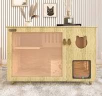 Solid Wood Cat Cabinet, Small Indoor Outdoor Cat Litter ...