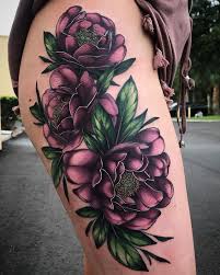 Purple Neo Traditional Flower Leg Tattoo By Squire Strahan Squirestrahan From Tampa Florida Check Out Our In Leg Tattoos Flower Leg Tattoos Tattoo Styles