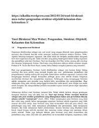 Birokrasi merujuk kepada satu sistem yang formal dalam organisasi dan pentadbiran yang dibentuk untuk memastikan kecekapan dan keberkesanan. Doc Teori Birokrasi Max Weber Indera Syahfri Academia Edu