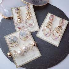 ハンドメイド レジン ドライフラワー 大ぶり ピアス アクセサリー minne ボタニカル イヤリング madeinjapan kawaii handmade accessories アクセサリー 手作り アクセサリー ハンドメイド