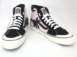 Black And White Vans High Tops Womens Vans High Top Shoes Skate Sk8 Pink Black Palm Floral Unisex Mens 8 Womens 9 5 Vans Athletic High Top Vans Pink Hightop Vans Pink Vans