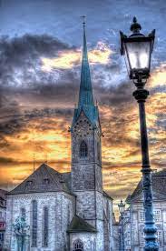 fraumunster zurich at sunset hdr explored the places youll go switzerland zurich