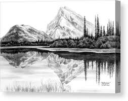 Reflections Mountain Landscape Print Canvas Print Canvas Art By Kelli Swan Landscape Drawing Easy Landscape Pencil Drawings Landscape Sketch