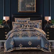 Pick from soft cotton duvets, rustic linens sheets and boho pillow shams. Silver Blue Luxury Bedding Set King Size Bedding Sets Duvet Bedding Sets Duvet Cover Sets