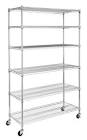 For Living Metal 6-Tier Adjustable Wire Shelving Storage Unit with Wheels FOR LIVING