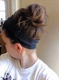 Messy Bun With Sports Headband Perfect For Sports Bun Hairstyles Messy Bun Hairstyles Headband Hairstyles
