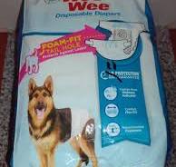 11 Four Paws Wee-Wee Dog Diapers with Tail-Hole, Disposable, L-XL Size.