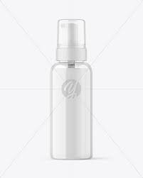 Clear Cosmetic Bottle With Pump Mockup In Bottle Mockups On Yellow Images Object Mockups