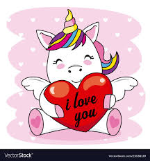 Cute Unicorn Hugging A Heart Vector Image On Vectorstock Cute Unicorn Coloring Books Unicorn Drawing
