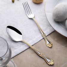 Emsan çatal kaşık bıçak takımları, uzun süre parlaklığını koruyan özel 18/10, 304 cr.ni. Lalezar Altin Sade 60 Parca Catal Kasik Takimi