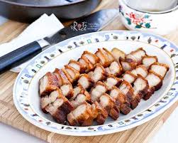 You could also do this on a hot grill or even under the broiler. Pan Fried Crispy Pork Belly Roti N Rice