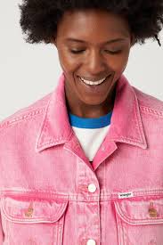 WRANGLER Trucker Regular Fit Normal Kesim %100 Pamuk Pembe Jean Kot Ceket