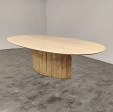 Antique, oval coffee, console, sofa & end tables : Vintage Oval Travertine Coffee Table 1970s 129579