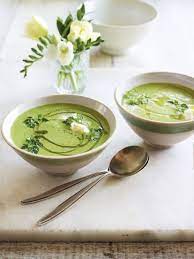 Chilled Pea And Chervil Soup With Creme Fraiche Vegetables Recipes Jamie Magazine Recipe Vegetable Recipes Chervil Recipe Watercress Soup