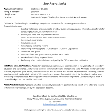 If you are looking to work with animals, here are specific cover letter tips to . Santa Fe College Teaching Zoo The Santa Fe College Teaching Zoo Is Looking For A Full Time Weekday And Part Time Weekend Receptionist Responsible For Receiving Guests To The Zoo Check Out The