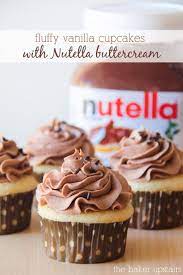 Fluffy Vanilla Cupcakes With Nutella Buttercream Desserts Cupcake Recipes Cupcake Cakes