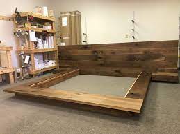 Floating Platform Bed Frame With Single Drawer Floating Nightstands Walnut Woodworking Platform Bed Designs Floating Platform Bed Diy Bed Frame