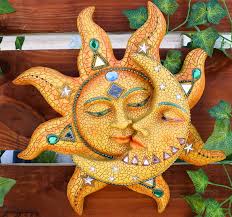 Add a touch of celestial beauty to your homeadd a touch of celestial beauty to your home with the metal sun and moon wall decor. Amazon Com Ebros Colorful Celestial Heavens Mosaic Sun And Moon Wall Decor Plaque 12 Tall Day Surrendering Unto Night Belenos God And Goddess Selene Hanging Wall Mount Sculpture Home Kitchen