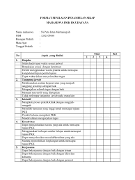 Individual, kerja kelompok, dan observasi 4 kegiatan inti: Format Penilaian Praktek