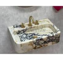 Évier de salle de bain en marbre Calacatta Viola de luxe italien moderne