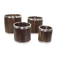 When you buy a rowlinson european pine wood planter box online from wayfair, we make it as easy as possible for you to find out when your product will be delivered. 16 Inch Round Wooden Planter With Stainless Steel Trim