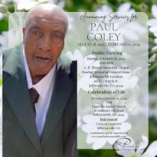 Paschal Memorial Funeral Home 181 North Church St. Jeffersonville, Ga  Funeral Service Details: