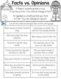 Seasons Fact And Opinion Sortthis Fact Vs Opinion Activity Would Be Great For Any Literacy Cente Fact And Opinion Elementary Writing Lessons Writing Lessons