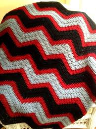 Black And White Chevron Crochet Blanket Crochet Baby Blanket Afghan Wrap Chevron Ripple Handmade Vanna Navajo Black Red Handmade Crochet Ripple Pattern Crochet Crochet Blanket