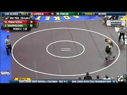 Monett's Cristobal Renteria wrestles against Kirksville's Justin VanHoose  at the 138 lbs. weight cla