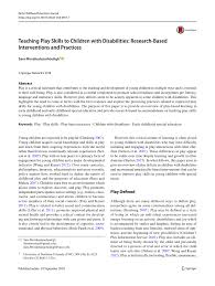 Pdf Teaching Play Skills To Children With Disabilities
