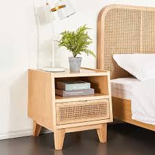 4.9 из 5 звездоч., исходя из 7 оценки(ок) товара(7). Nordic Natural Nightstand Rattan Solid Wood Bedside Table With 1 Drawer