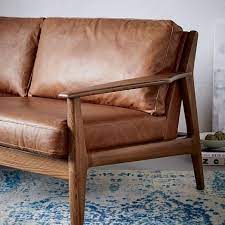 Schones Holz Und Leder Sofa Mathias Mid Century Holz Rahmen Leder Sofa 825 West Elm Schones Holz Und Leder Sofa Sofas Sofa Kunstleder Sofa Ledersofa