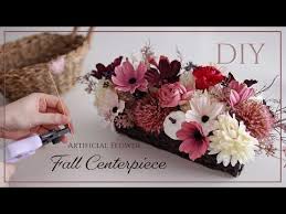 100均diy ダイソー セリアの造花で秋色シックなコスモスのフラワーアレンジメント fall centerpiece youtube 造花 フローラル フラワークラフト