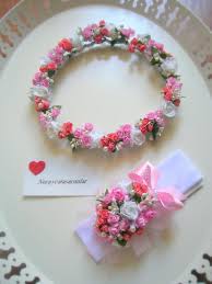 Anne Bebek Tac Sac Bandi Seti Kumas Cicek Bebek Sac